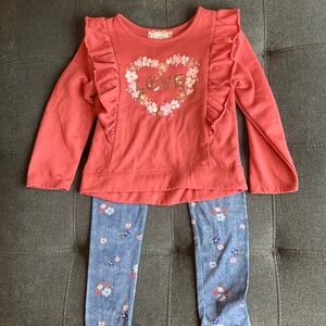 EUC Btween Floral Shirt & Pants Outfit Size 5